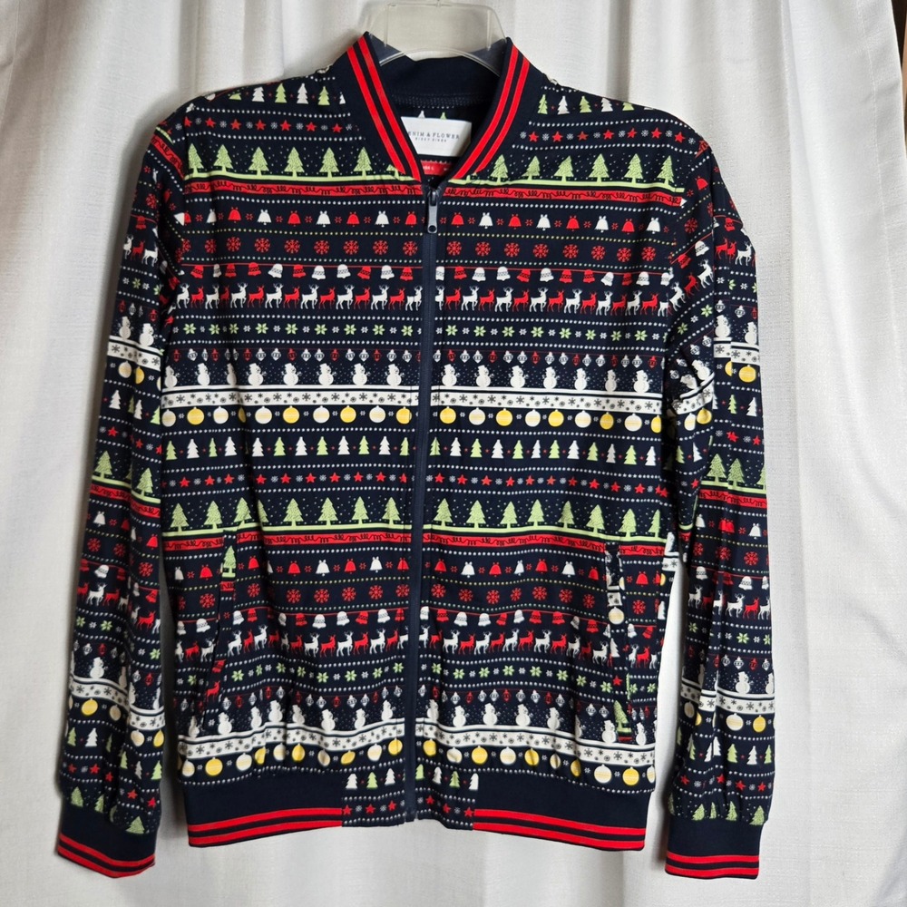 Denim and Flower Ricky Singh Ugly Christmas Sweater Lightweight Bomber Jacket‎ L
